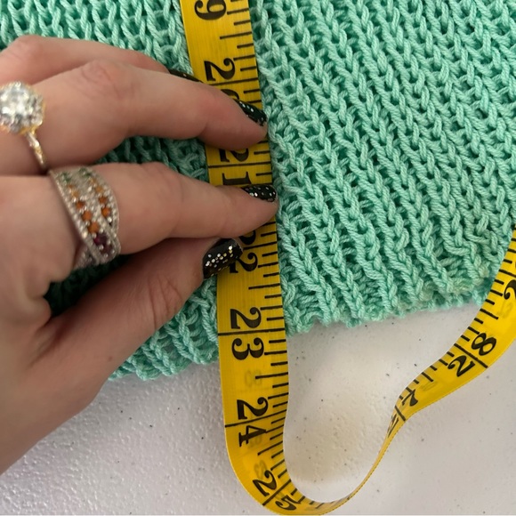 Wooden Ships Turquoise Open Knit Sweater Size Medium - Picture 6 of 6